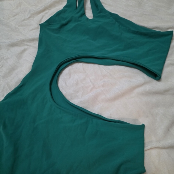 Green One Shoulder Cutout One-Piece Swimsuit by Sisterly Swimwear - Picture 7 of 8